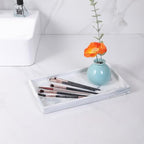 Bathroom Vanity Tray - 11'' Ceramic Rectangle Countertop Tray, Heavy-Duty Perfume Organizer Plate, Jewelry Ring Tray, Kitchen Soap Dispenser Stone Trays, Marble White - color: Marble White