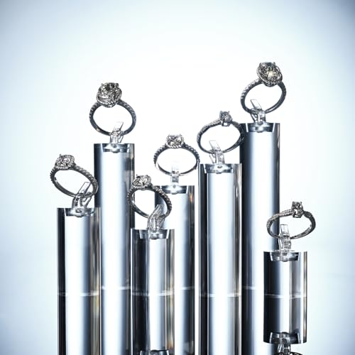 Oirlv Acrylic Jewelry Display Stand Ring Showcase Display Holder 7 PCS Rings Stand (Transparent) - color: Transparent