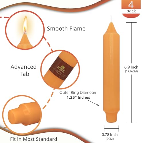 NJAO HOO Fall Short Taper Candle Orange 7 Inch Candlesticks Unscented Dripless Gradient Colored Tapered Candle Set for Home Dinner Party Halloween Decor, 4 Pack - color: Orange Gradient, size: 7 In