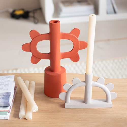 Bloomingville Scalloped Taper Candleholder, Terra-Cotta Color