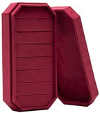 Velvet Ring Organizer Display Tray Jewelry Box Earring Holder Case for Wedding Birthday Christmas Day (Red) - color: Red