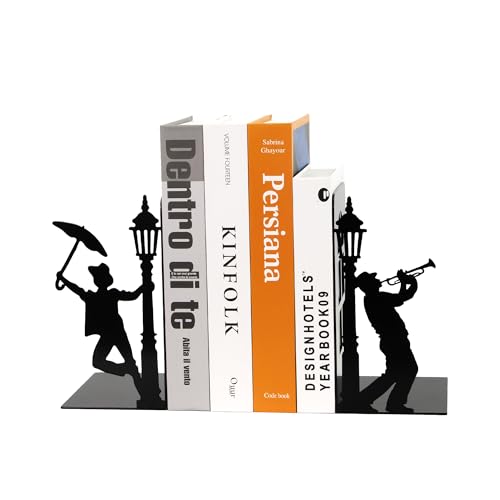 Design Book Ends for Shelves Decorative Desk or Countertop, Hidden Metal Bookends Hold Books, Bookend Holder for Mother's Day Decorations Gift, Gift for Book End Mother's Day Decor (Set of 2) - color: Colorful_black
