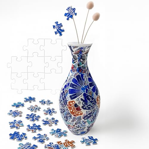 3D Puzzle Vase Unique Flower Vase for Adults Made by 160 Curved Plastic Puzzle Pieces, Vases for Flower Home Creative Gift for Parents & Housewarming - color: Vivid Abstract Art