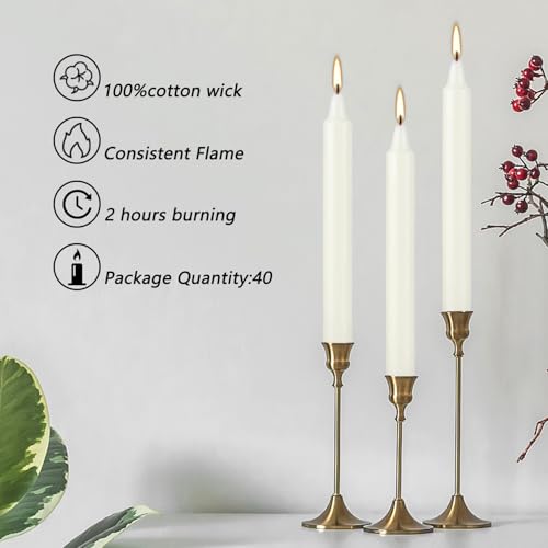 40 Pack Ivory Candles Mini Unscented Taper Candles for Christmas,Household, Wedding, Rituals, Prayer, Birthdays, Meditation, Altar,Party and Home Décor Candlesticks - 4 Inch Tall - color: 40 Ivory Color