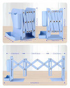 Honagu Adjustable Bookends, Metal Book Ends for Shelves Heavy Book, Bookend for Home, Office, Books, Papers, Book Stopper with Removable Hook, Pen Holder, Gifts for Students, Teachers（Light Blue） - color: Light Blue