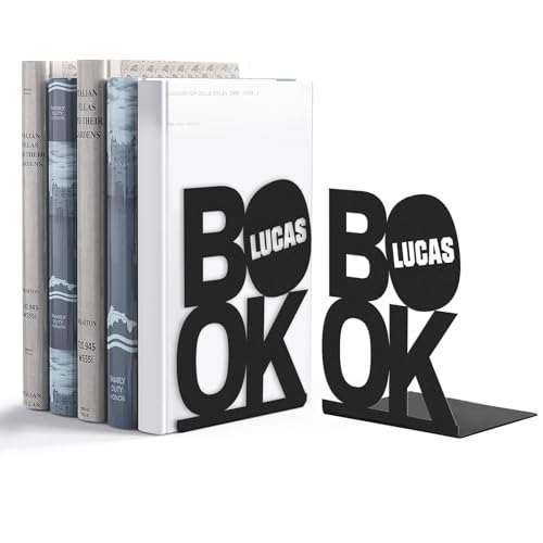 Personalized Name Metal Book Ends 2 Pcs, Unique Bookends for Shelves Room Decorative, Heavy Duty Metal Bookends, Non-Slip Book Stopper, Book Shelf Holder for Home Office Study Room, Book Lovers Gifts - color: Color06 Book