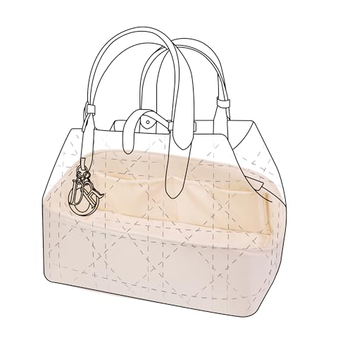 DGAZ Silk Purse Organizer Insert Fits Dior Toujours Bags，Silky Smooth Bag Organizer，Luxury Handbag & Tote Shaper(Craie,Toujours L) - color: Craie, size: Large