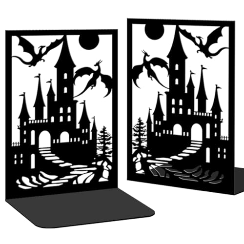 2 Pieces Metal Bookends for Shelves Dragon Bookends Decorative Heavy Duty Book Ends for Heavy Books Unique Gifts Book Ends for Home Office 4.7"x3.5"x7"