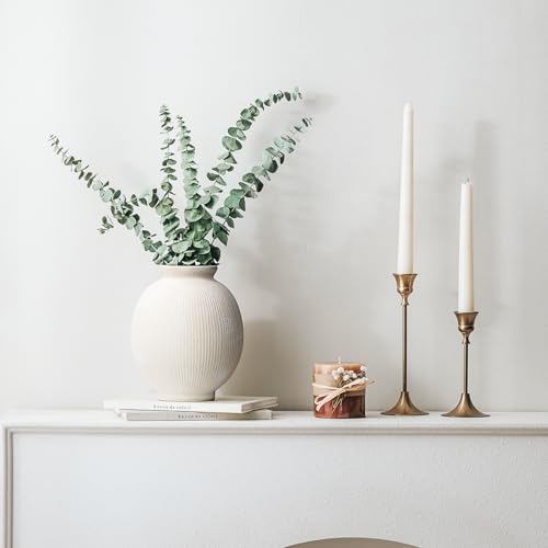 Ceramic Decorative Flower Vase - Rustic Farmhouse Boho Ceramic Vase for Home Decor, Table Centerpiece, Living Room, Bathroom, Book Shelf, Mantel Decoration, Wedding Decor (6.8" White) - color: Modern White-6.8"