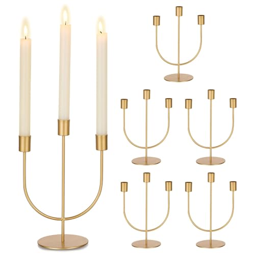 Sziqiqi Gold Candlestick Candle Holders - Candlesticks Candelabra Centerpiece for Tables Taper Candle Holder Bulk 6 Pieces Metal Candleholders for Christmas Wedding Party Event Decorations - color: Gold, size: 6 Pcs