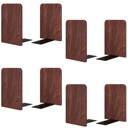 Book Ends 4Pairs Bulk Square Wooden Heavy Duty Bookends Sturdy Book Stoppers Book Holder Office Desk Decor Large Office Book Stand for Books, Decorative Book Shelf - color: Square Blackwalnut, size: 4Pair