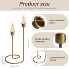 Modern Twisted Metal Candle Holder, Gold Taper Candlestick Centerpiece for Table Décor, Wedding, Holiday & Housewarming Gift - size: Size B