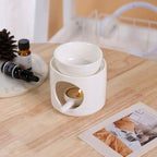 Essential Oil Burner for Scented Oil, Oil Warmer, Tealight Wax Melt Warmer, Candle Diffuser, Tea Light Holder, White - color: White