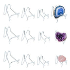 12 PCS Rock Display Stand Silver Metal Crystal Holder in 3 Sizes Perfect for Displaying Small Collectibles, Crystal, Rocks, Minerals, Agate, Fossils and More