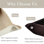 KINIVA 2 Pack PU Leather Jewelry Valet Tray for Men Women,Small Key Bowl for Entryway Table,Portable Travel Catchall Dice Tray (Square-White-2pcs) - style: Square-White-2pcs