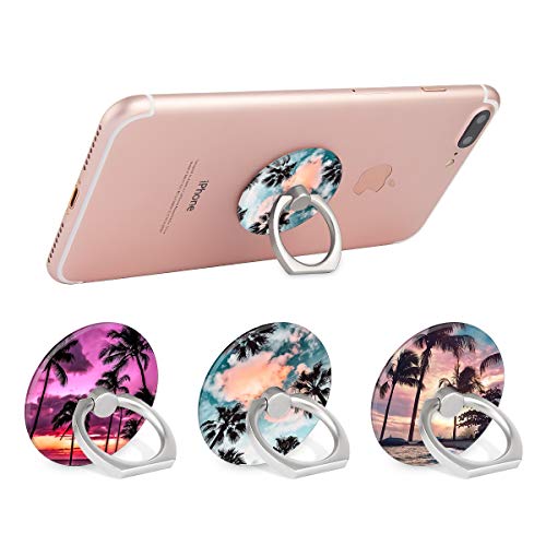Bonoma Cell Phone Ring Holder Stand, 3 Pack Sunset Beach Palm Tree 360 Rotation Universal Smartphone Ring Grip Stand Compatible with Smartphones and Tablets - color: Sunset Beach Palm Tree