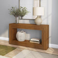 Plank+Beam Grande 56” Console Table with Bottom Shelf, Solid Pine Wood Entryway & Sofa Table, Pecan Wirebrush Finish - color: Pecan Wirebrush, size: 56 Inch with Shelf
