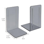 Acrimet Bookends 1 Pair, Clear Plastic Bookends for Shelves or Desktop, Book Holder for Home, Office, Library, School (Clear Gray)