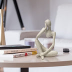 Sandstone Resin Thinker Style Abstract Sculpture Statue Collectible Figurines Home Office Bookshelf Desktop Decor(Sandstone - Left Reverie) - color: Sandstone - Left Reverie