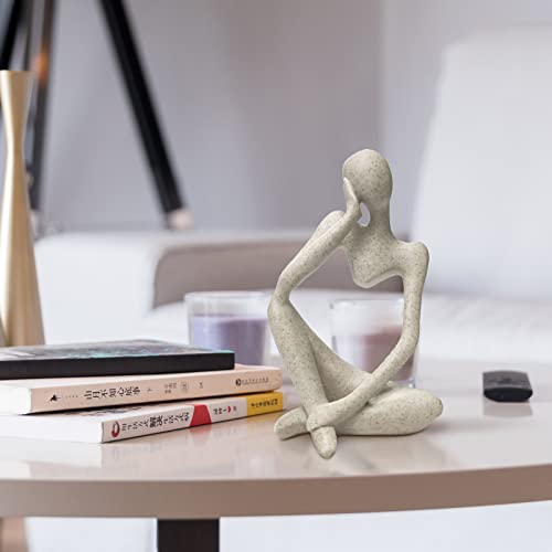 Sandstone Resin Thinker Style Abstract Sculpture Statue Collectible Figurines Home Office Bookshelf Desktop Decor(Sandstone - Left Reverie) - color: Sandstone - Left Reverie