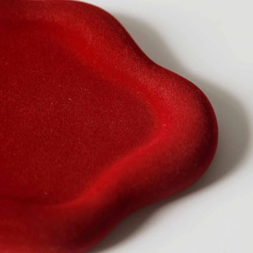 Jewelry Dish Trinket Tray for Women, Ring Dish Holder, Unique Cloud Shape Ceramic Plate Cute Things Vanity Aesthetic Room Decor Mother's Day Birthday (Flocked Scarlett) - color: Flocked Scarlett