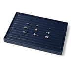 11 Slots PU Leather Jewelry Tray Ring Display Trays Earring Display Tray Ring Earrings Studs Tray Jewelry Organizer Showcase Display (Blue) - color: Blue, size: 11 Slot