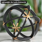 7" Metal Sphere Decor, Metal Coffee Table Decor Sculpture - Black & Gold, Abstract Tabletop Decorative Ball for Home, Decorative Balls for Centerpiece Bowls