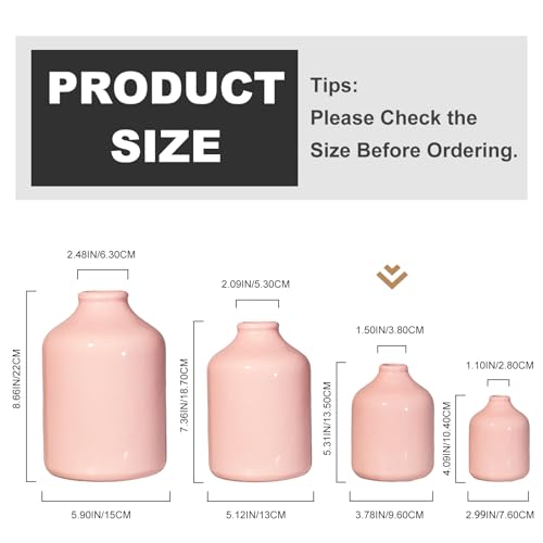 Sunddo Cute Pink Vase for Flowers - 5 Inch Small Ceramic Vase for Flowers, Modern Minimalist Decorative Vases Home Decor, Office Desk, Window Sill Decor, Valentine's Day Gift - color: Pink, size: 5 inch