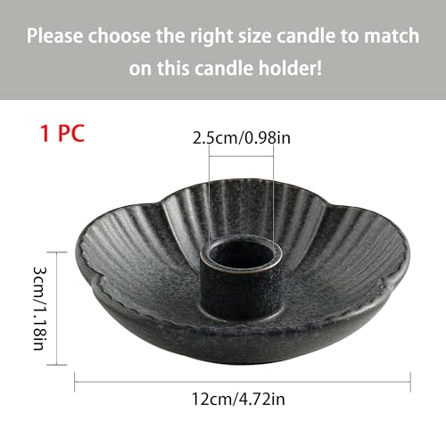 Ceramic Candlestick Holder， Candle Holder for Taper Candles,Incense, Santo Palo, Halloween Christmas Wedding Parties, Dining Room Home Decoration Display (Black) - color: Black