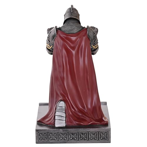 King's Guard Leader Cloak Warrior Knight Pen Holder Mobile Phone Stand, Ornament Knight Statue, Pen Stand Paperweight for Office and Home (Iron) - color: Iron