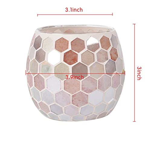 Votive Candle Holder Tea Lights - Glass Candle Holders, Mosaic Tealight Candle Holder, Candle Jar Cup for Wedding Centerpiece Party Table Decorations, Valentines Day Decor - color: A - Y - Nordic Hexagons