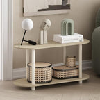 Furinno Turn-N-Tube No Tools Modern Oval Side Table, Bauhaus Oak/Beige - color: Bauhaus Oak/Beige, size: 2-Tier Oval