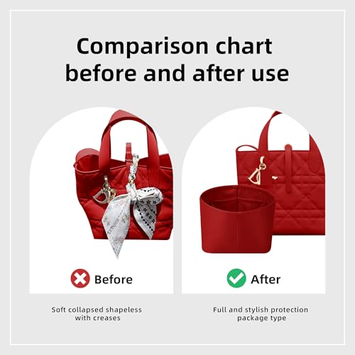 DGAZ Silk Purse Organizer Insert Fits Dior Toujours Vertical Tote Bags，Silky Smooth Bag Organizer，Luxury Handbag & Tote Shaper(Rouge Cassque,Medium) - color: Rouge Cassque, size: Medium