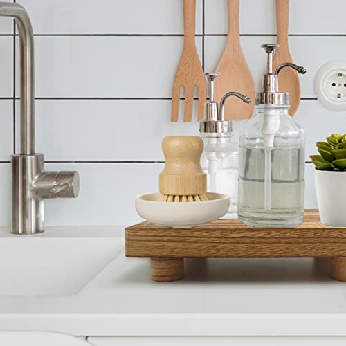 Handmade Wooden Tray,Practical Bathroom and Kitchen Decoration for Soap,Bath Bottles,Candles,Toilet Paper,Plant Holder(10.8 x 6.9 Inch)(Wood Color) - color: Wood, size: 10.8" x 6.9" x 2"