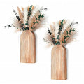Set of 2 Boho Wall Vases with Pampas Grass & Eucalyptus -Wooden Wall Planters Modern Farmhouse Decor Art for Living Room, Entryway or Bathroom - style: Wall Decor-Wooden