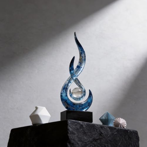 Modern Abstract Art Table Decoration,Resin Flame Statue Modern Centerpiece Ornaments for Living Room Great Gift Idea Home Decor,Collectibles (Blue foil) - color: Blue Foil