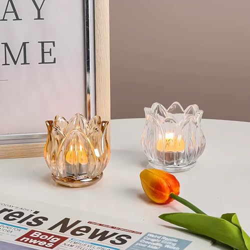 GOLDEAL 12Pcs Clear Votive Candle Holders,Clear Thick Glass Tea Light Candle Holder Bulk,Tealight Candle Jars for Wedding Table Decor,Party Supplies,Bridal Shower,Baby Shower,Tables Centerpieces - color: Clear