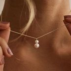 Mothers Day Gifts - 14K Gold Plated Pearl Necklaces for Women Trendy Dainty Necklace Simple Layered Gold Pearl Necklace for Women Mothers Day Wedding Birthday Gifts - color: 3-Two Pearl