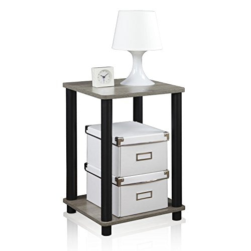 FURINNO Turn-N-Tube Haydn End Table, 1-Pack, French Oak Grey/Black - color: French Oak/Black, size: 1-Pack, 2-Tier, style: Haydn