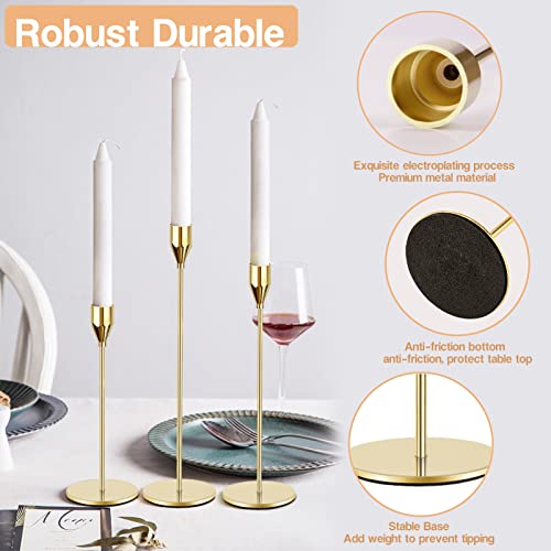 Gold Candle Holders for Taper Candles, FODIENS Set of 12 Metal Candlestick Holders, Decorative Tapered Candle Stick Holder for Wedding Dinning Anniversary Party Table Centerpiece (Bright Gold) - color: Bright Gold