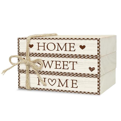 Mini Decorative Books For Home Decor, Small Wood Book Stack For Table Decor, Home Sweet Home decoration Books For Living Room Bookshelf, Farmhouse Stacked Books decoration（L53) - color: home sweet home 8