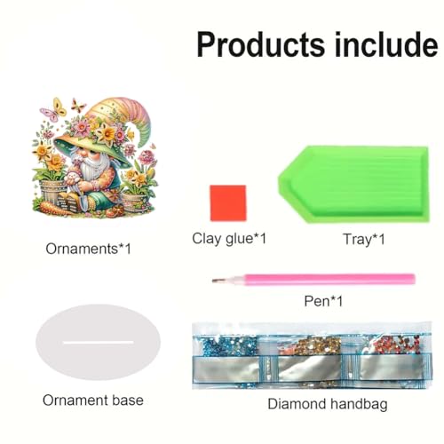 5D Tabletop Diamond Art Painting Kit Ornament, Stand Up Special Shaped Crystal Diamond Art Desktop Kits for Adults Craft Gift - Gardening Gnome (Yellow) - color: Gardening Gnome