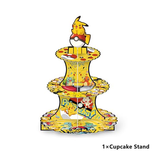 For Cartoon Themed Party Supplies and Decorations, a Three-Tiered Cupcake Stand, a Display Stand for Birthday Desserts and Cakes, which is Suitable for Cute-Style Birthday Decorations.
