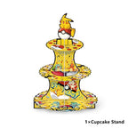 For Cartoon Themed Party Supplies and Decorations, a Three-Tiered Cupcake Stand, a Display Stand for Birthday Desserts and Cakes, which is Suitable for Cute-Style Birthday Decorations.