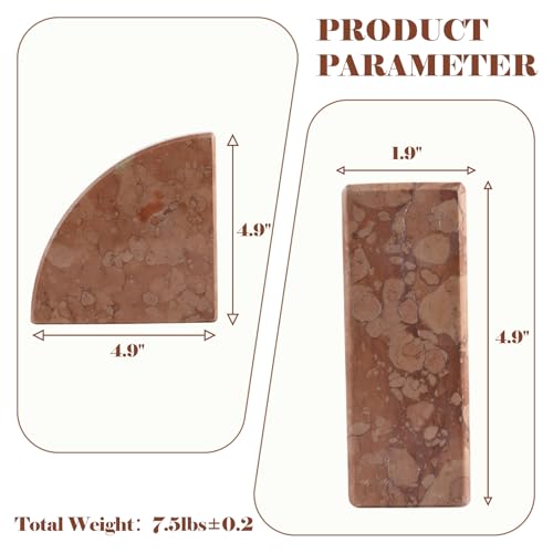 Karibiber Marble Bookend for Shelves, Non-Skid Bookends for Heavy Books, Heavy Duty Book Stopper for CDs, Luxury Book Shelf Holder, Quarter Circle Design Book Ends Decorative, Perlino Rosato, Set of 2 - color: Italy-perlino Rosato
