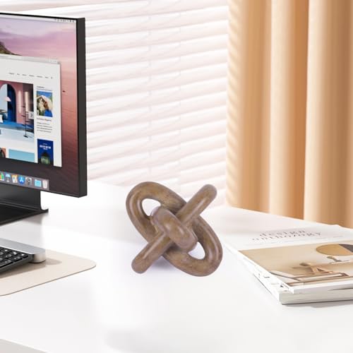 DOVDOV Wood-Toned Knot Sculpture, Triple-Knot Statue, Wood-Toned Home Decor, Ideal for accenting Rustic-Style Coffee Tables, Living Room TV Stands, Dining Tables, and entryway Shelving. - color: Wood