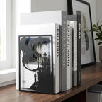 Gothic Dragon Bookends, Black Metal Castle Design, 7.1 x 4.7 Inch, Decorative Book Holders with Non-Slip Base, 2 Piece Set