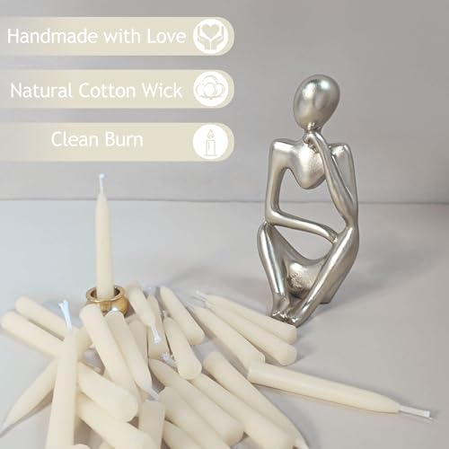 Meditation Bayberry Taper Candles Set, 20 Minute Bayberry Mini Prayer Candles, 30 pcs Small Wishing Candle with Brass Candle Holders for Home Yoga - color: Bayberry Ivory, size: 30 Pack