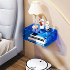 Acrylic Floating Nightstand, Bedside Table, Nightstand Shelf Wall Mounted Bedside Shelf (Blue, Small) - color: Blue