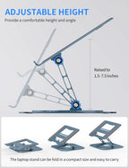 AOEVI Adjustable Laptop Stand with 360 Rotating Base, Computer Stand for Laptop Ergonimic Foldable Laptop Riser for Desk Compatible with MacBook Pro/Air Notebook up to 16 Inches, Navy - color: Navy Blue
